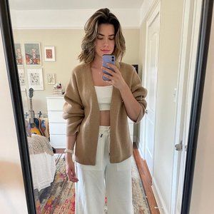 Aritzia "Wilfred Free" - Oversized Open-Front Tan Cardigan - Size Medium